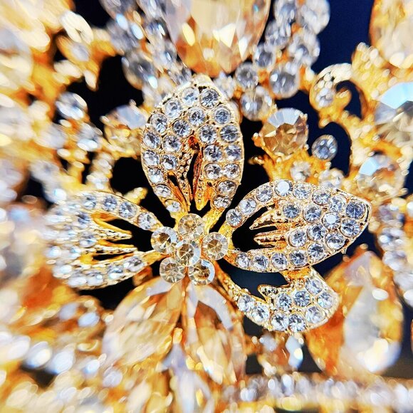 Princess Flower Crown, Floral Tiara, Birthday Party Crown, Amber Crystal Tiara main image 4